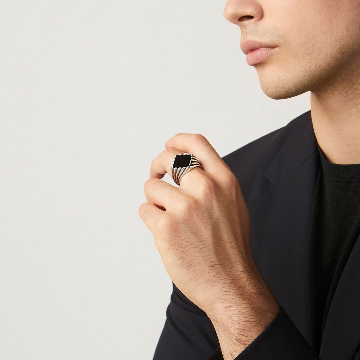 Anello Rigato Onice GIOVANNI RASPINI