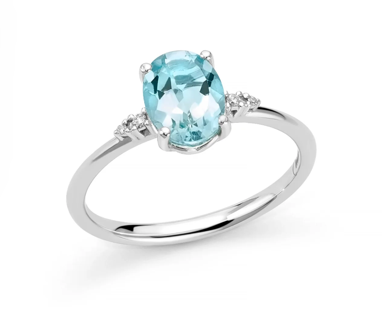 Anello Donna GEMMA DEL CIELO OVALE E DIAMANTI Miluna