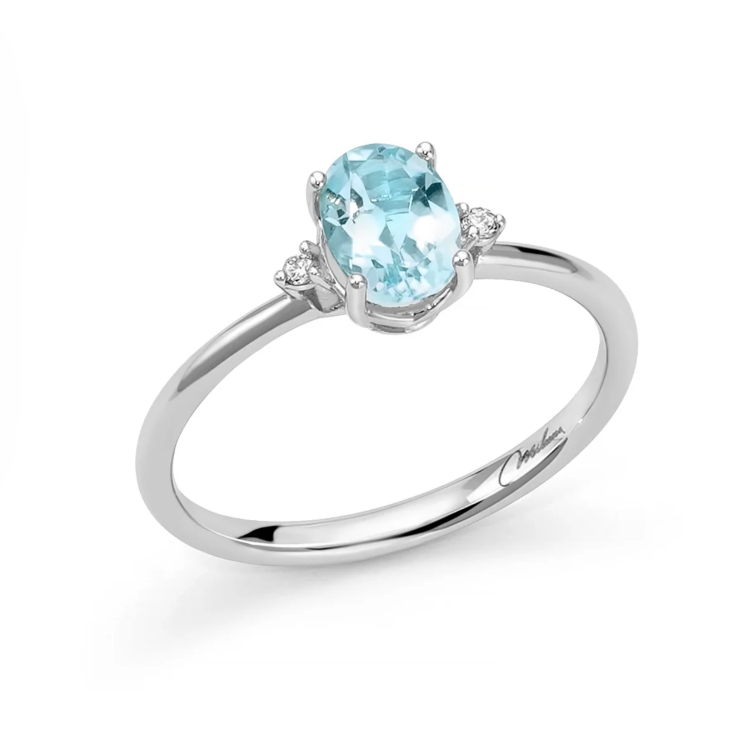 Anello GEMMA DEL CIELO OVALE AFFIANCO DIAMANTI Miluna