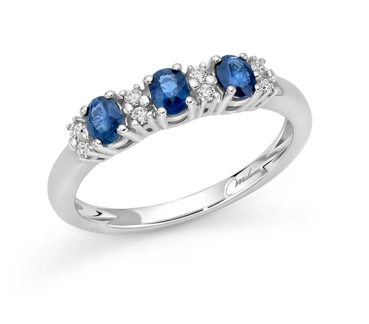 Anello Donna TRILOGY ZAFFIRI OVALI E DIAMANTI Miluna