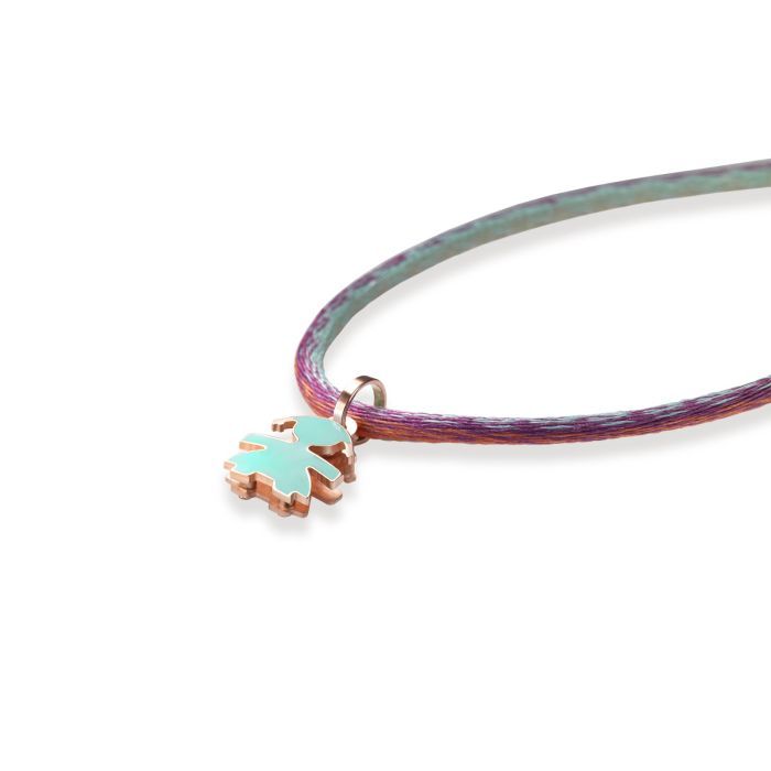 Ciondolo Mini Bimba Oro Rosa e Smalto Verdeacqua LEBEBE&