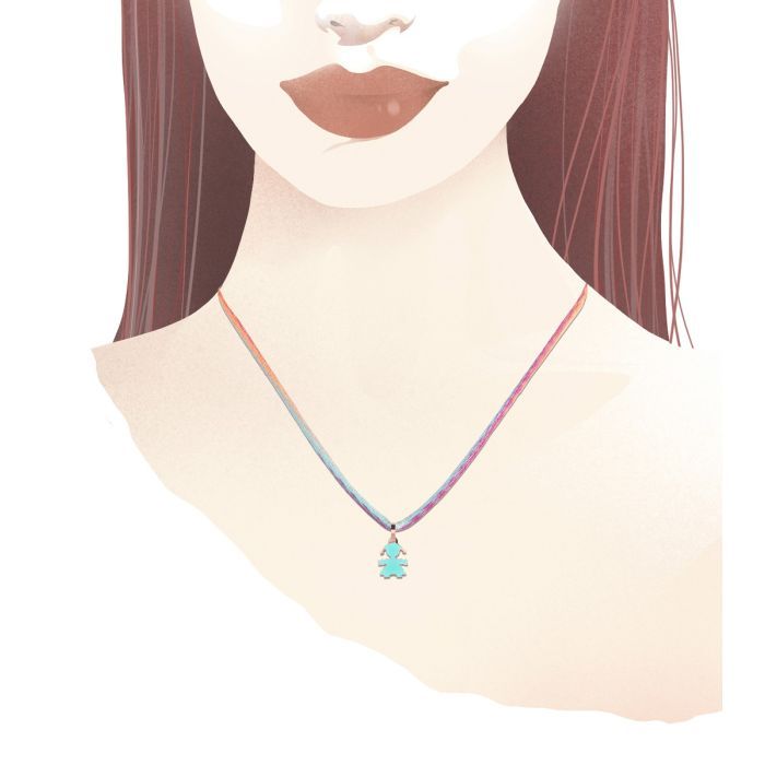 Ciondolo Mini Bimba Oro Rosa e Smalto Verdeacqua LEBEBE&