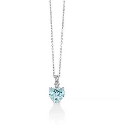 Collana Donna ACQUAMARINA CUORE E DIAMANTI Miluna