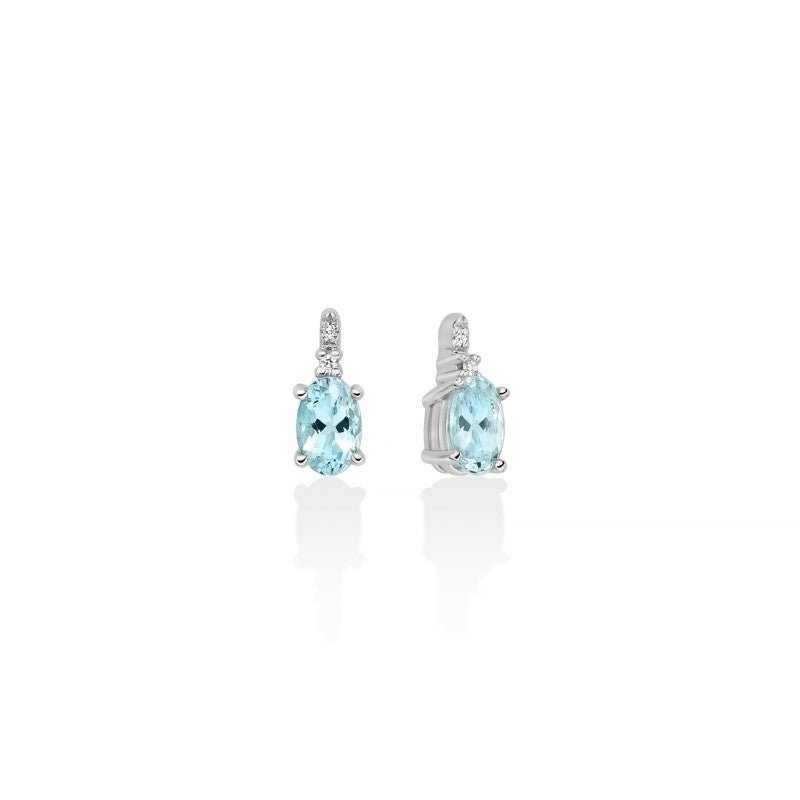 Orecchini Donna ACQUAMARINE OVALI E DIAMANTI Miluna