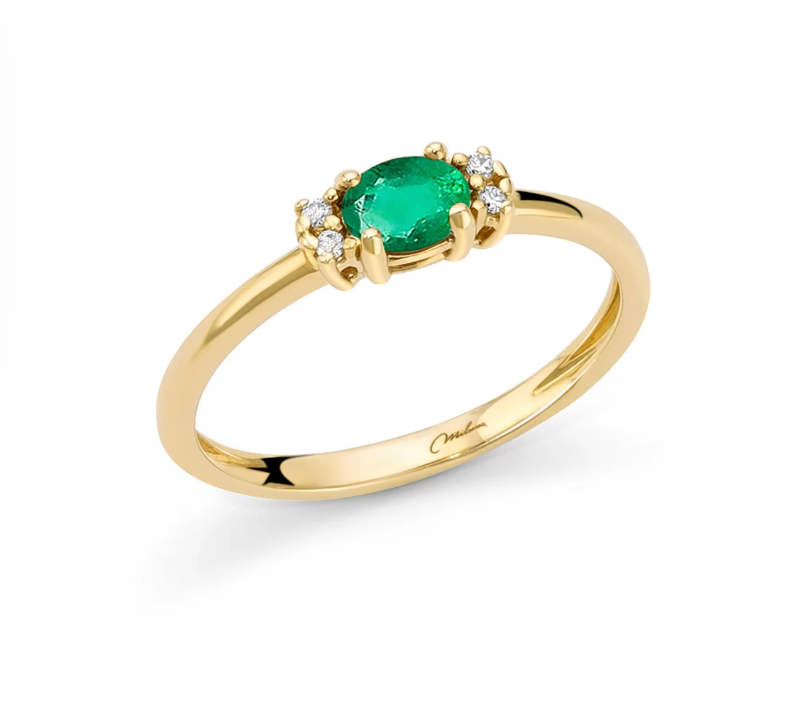 Anello SMERALDO OVALE E DIAMANTI Miluna