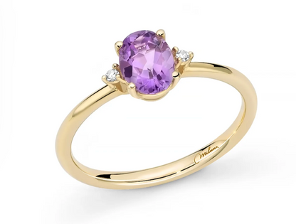 Anello Donna AMETISTA OVALE AFFIANCO DIAMANTI Miluna