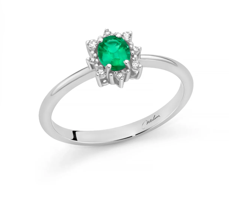 Anello Donna SMERALDO E DIAMANTI Miluna