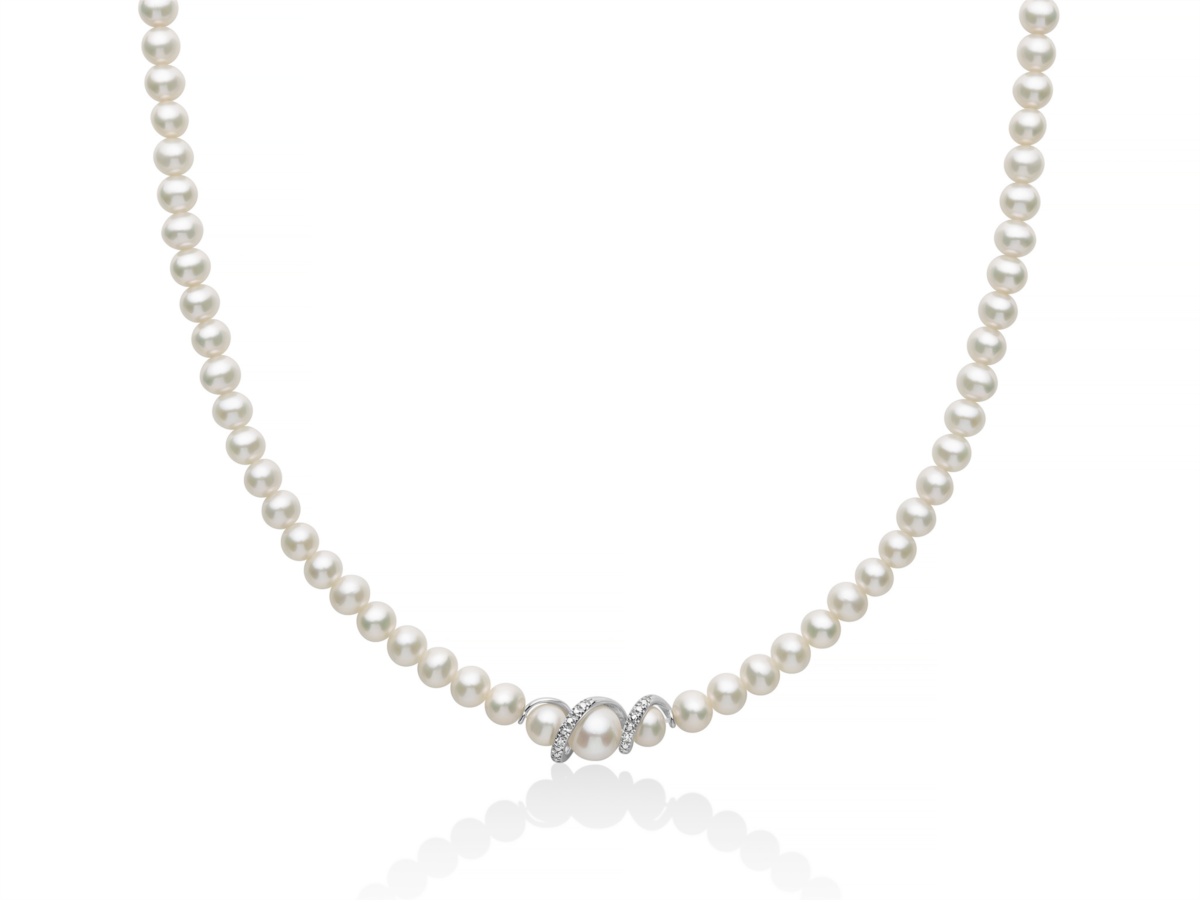 Collana Donna FILO PERLE E DIAMANTI Miluna