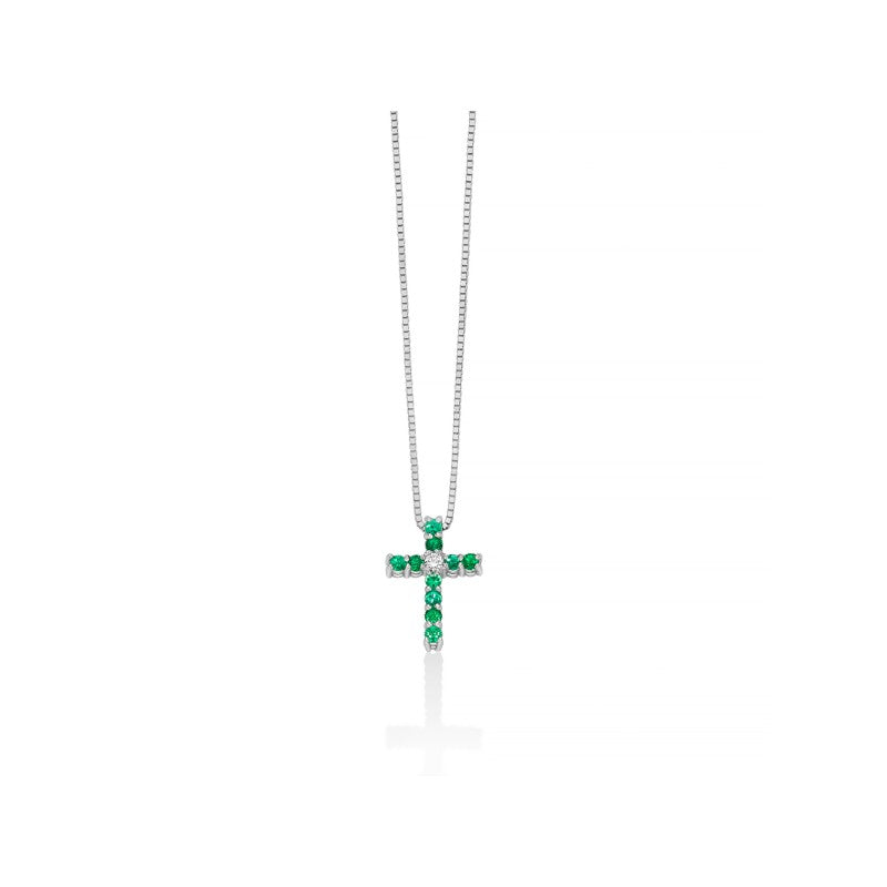 Collana Donna CROCE SMERALDO E DIAMANTI Miluna