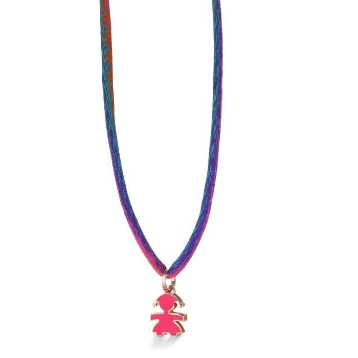 Ciondolo Mini Bimba Oro Rosa E Smalto Fucsia LEBEBE&