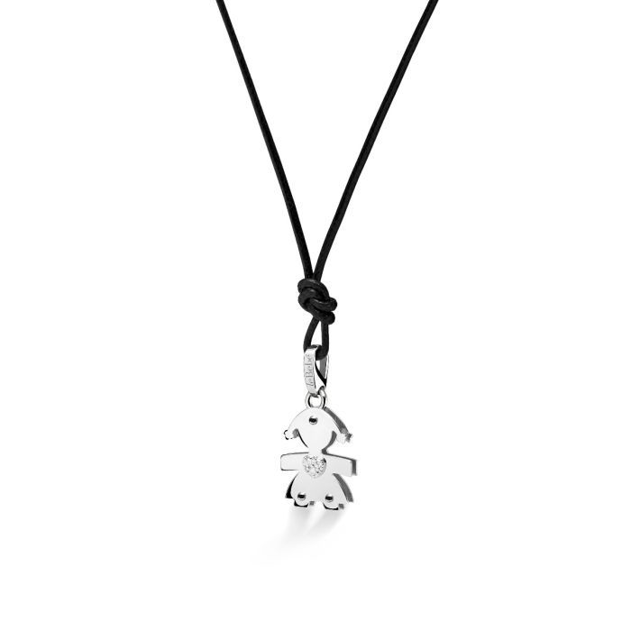 Ciondolo Bimba Oro Bianco e Diamanti LEBEBE&