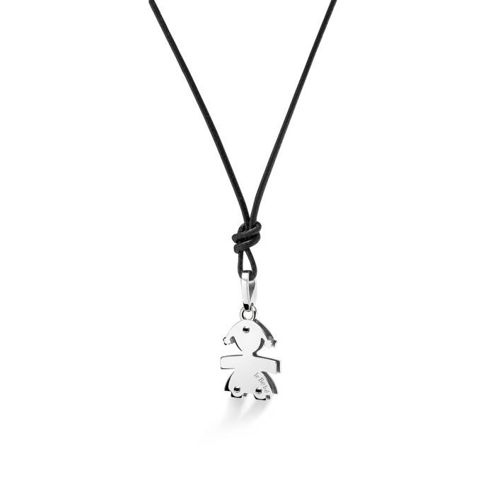 Ciondolo Bimba Oro Bianco e Diamanti LEBEBE&