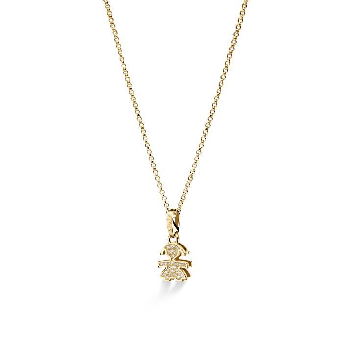 Collana Pavè Mini Bimba Oro Giallo E Diamanti LEBEBE&