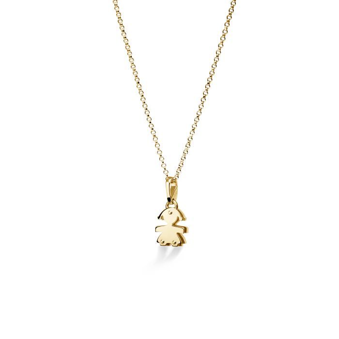 Collana Pavè Mini Bimba Oro Giallo E Diamanti LEBEBE&