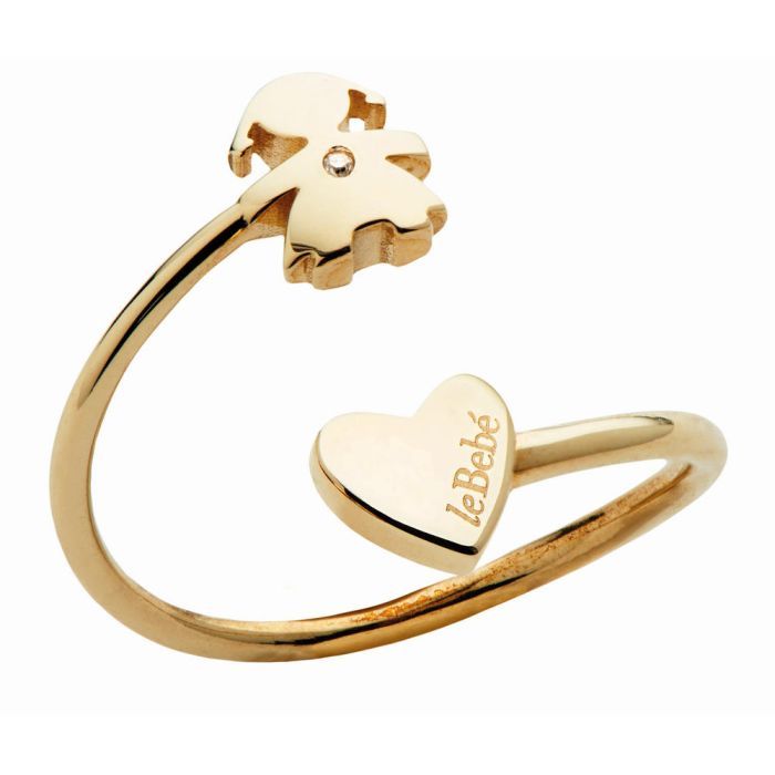 Anello Bimba e Cuore Oro Giallo E Diamante LEBEBE&