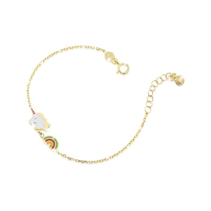 Bracciale Oro Giallo Unicorno E Arcobaleno LEBEBE&